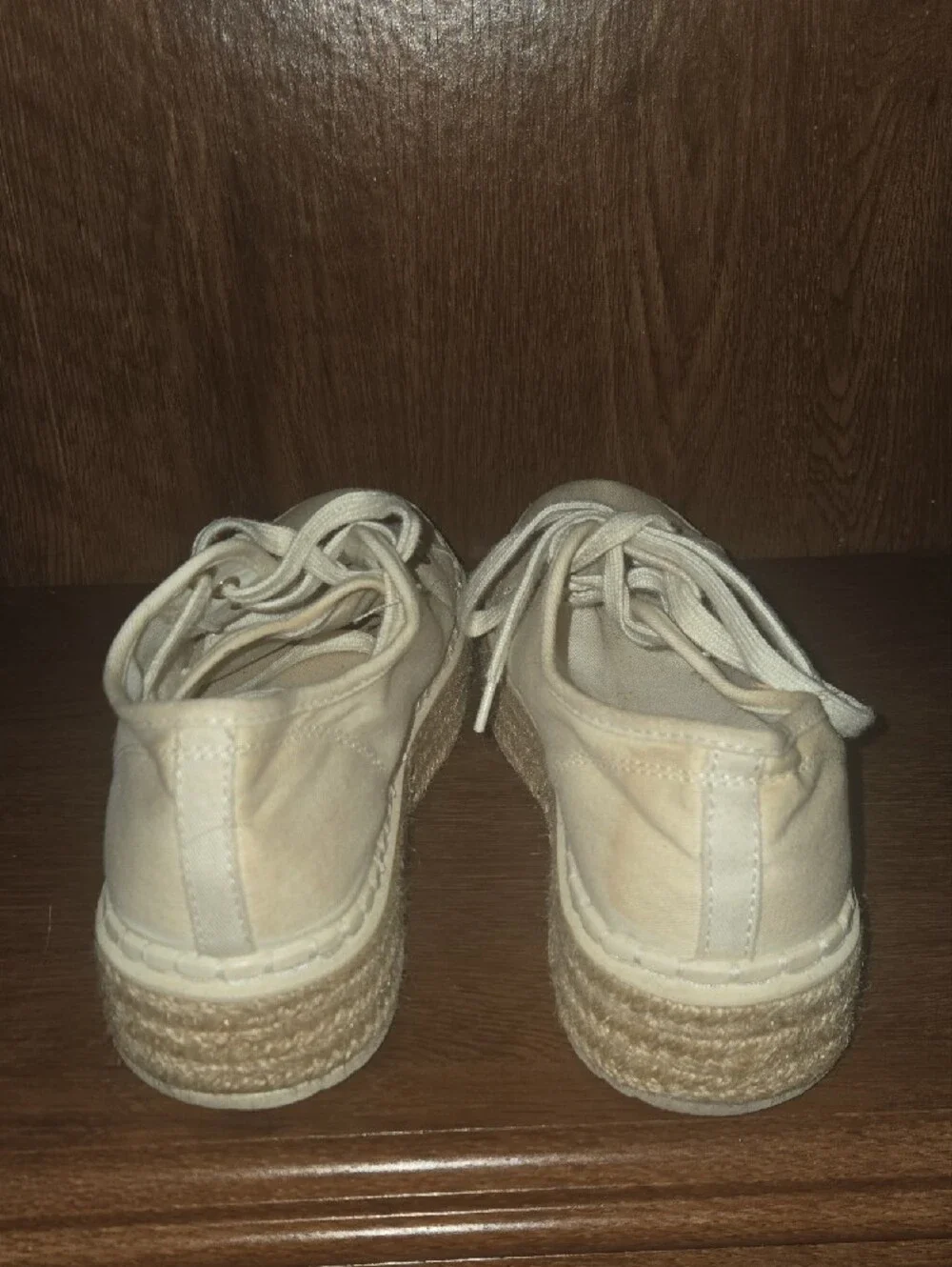 H&M Cream Platform Lace-Up Espadrille Sneakers